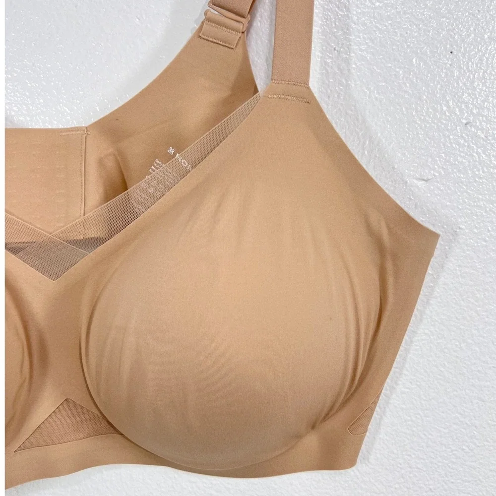 Honeylove CrossOver Wireless Liftwear Bra 2X Sand Nude Full Coverage Smoothing